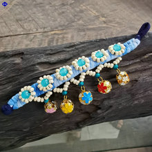 云南民族风大理扎染布艺景泰蓝铃铛手链饰旅游纪念品手工编织手链