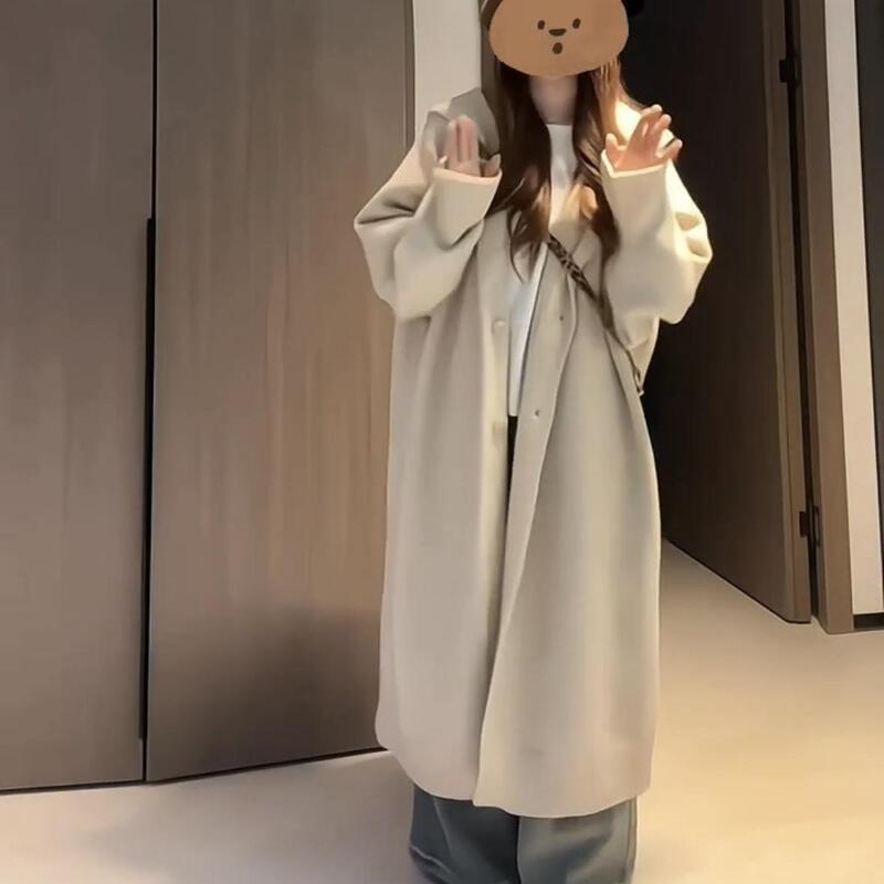 奶茶色韩系慵懒风连帽长款过膝针织衫女秋冬加厚宽松显瘦外套大衣|undefined