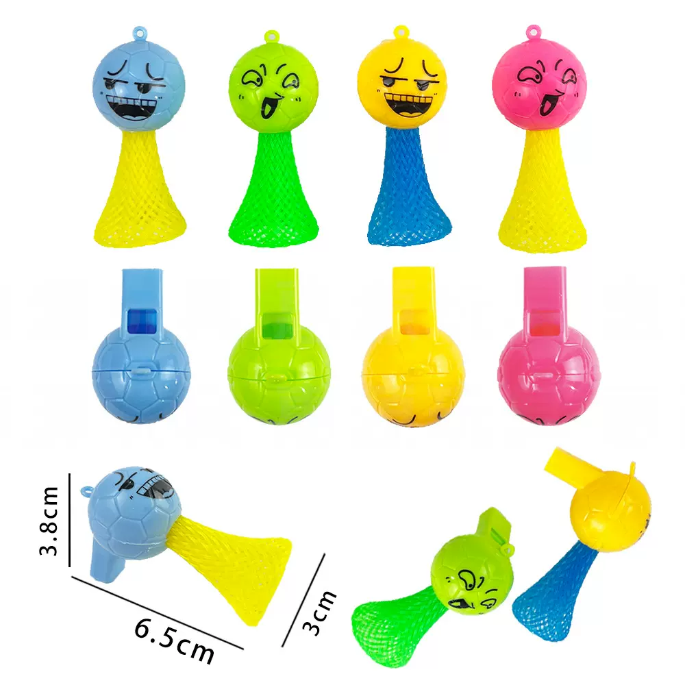 跨境儿童塑料解压足球口哨弹簧精灵弹跳表情小人扭蛋赠品玩具批发