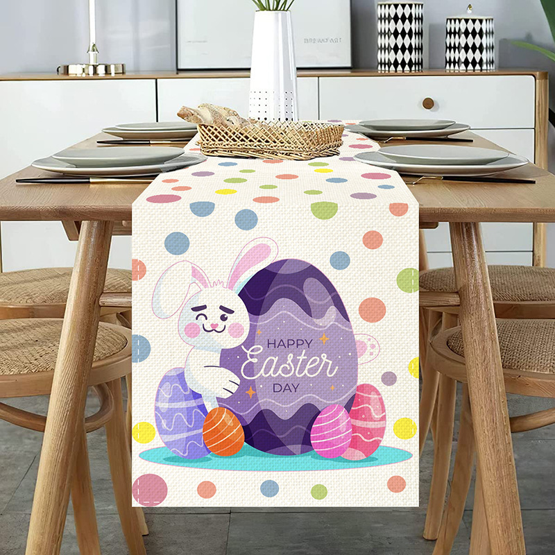 Amazon transfronterizo de Pascua corredor de mesa de impresión digital Nórdico colorido huevo Restaurante occidental anti-incrustante aislamiento térmico mantel decorativo