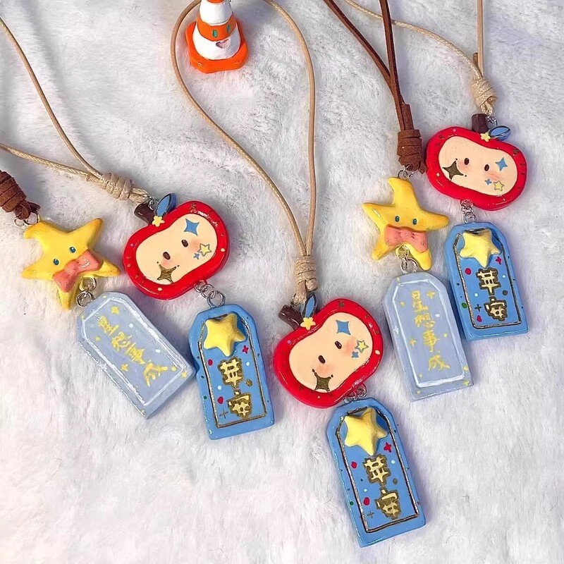Lucky Apple Anko Omamori Resin Pendant Cute High-Quality Backpack Pendant Mobile Phone Chain Keychain Small Gift