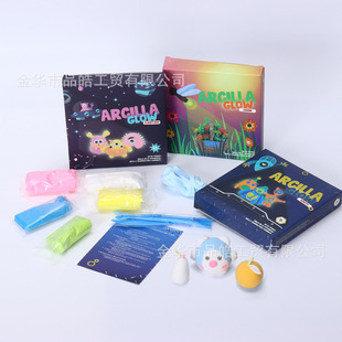Cross-Border Children's Handmade DIY Ultra-Light Clay Non-Stick Luminous Luminous Colored Clay Toy Clay Set Box Wholesale