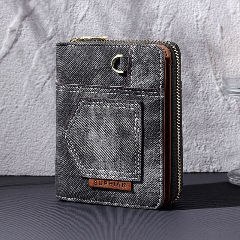 Pequeña billetera para mujeres 2024 nuevo estilo japonés y coreano simple plegable billetera de cambio de estudiantes compacta función corta vaqueros antirrobo