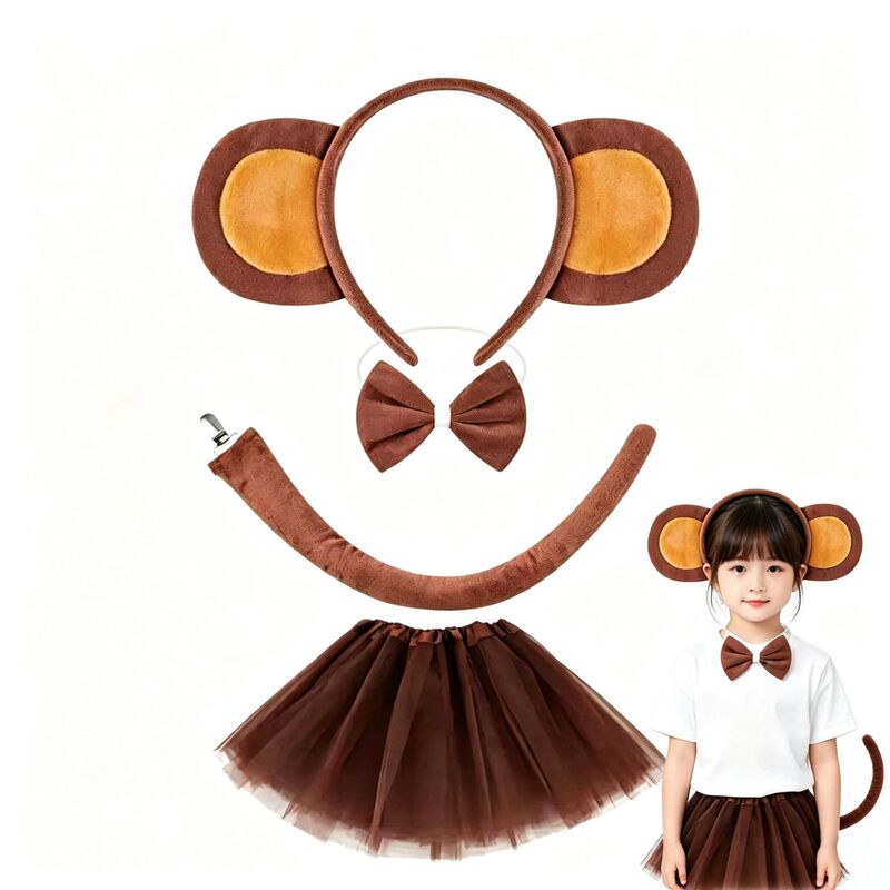Amazon Halloween Children's Animal Hair Accessories Banana Monkey Headband Ears Autumn and Winter Performance Plush Headband Set Amazon Halloween Children's Animal Hair Accessories Banana Monkey Headband Ears Autumn and Winter Performance Plush Headband Set