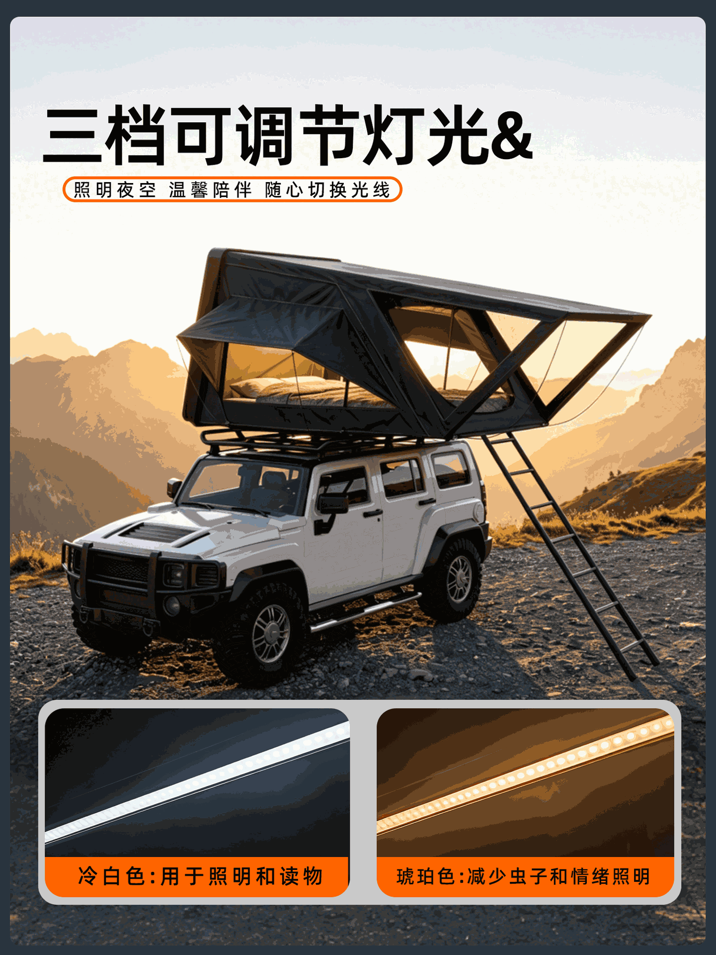 Manufacturer's Direct Cross-Border Supply of Abs Hard-Shell Side-Flip Roof Tents, Fully Automatic Hydraulic Suv Off-Road Vehicle Camping Tents