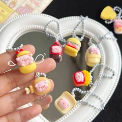 Gourmet pig keychain ins girl pig head keychain student schoolbag bestie gift cartoon pendant