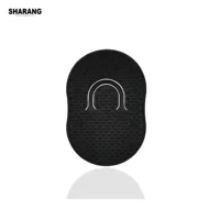 Щетка-фингер (Sharang) Маленькая круглую расческа в кармане, черная, портативная 10×10×1 см