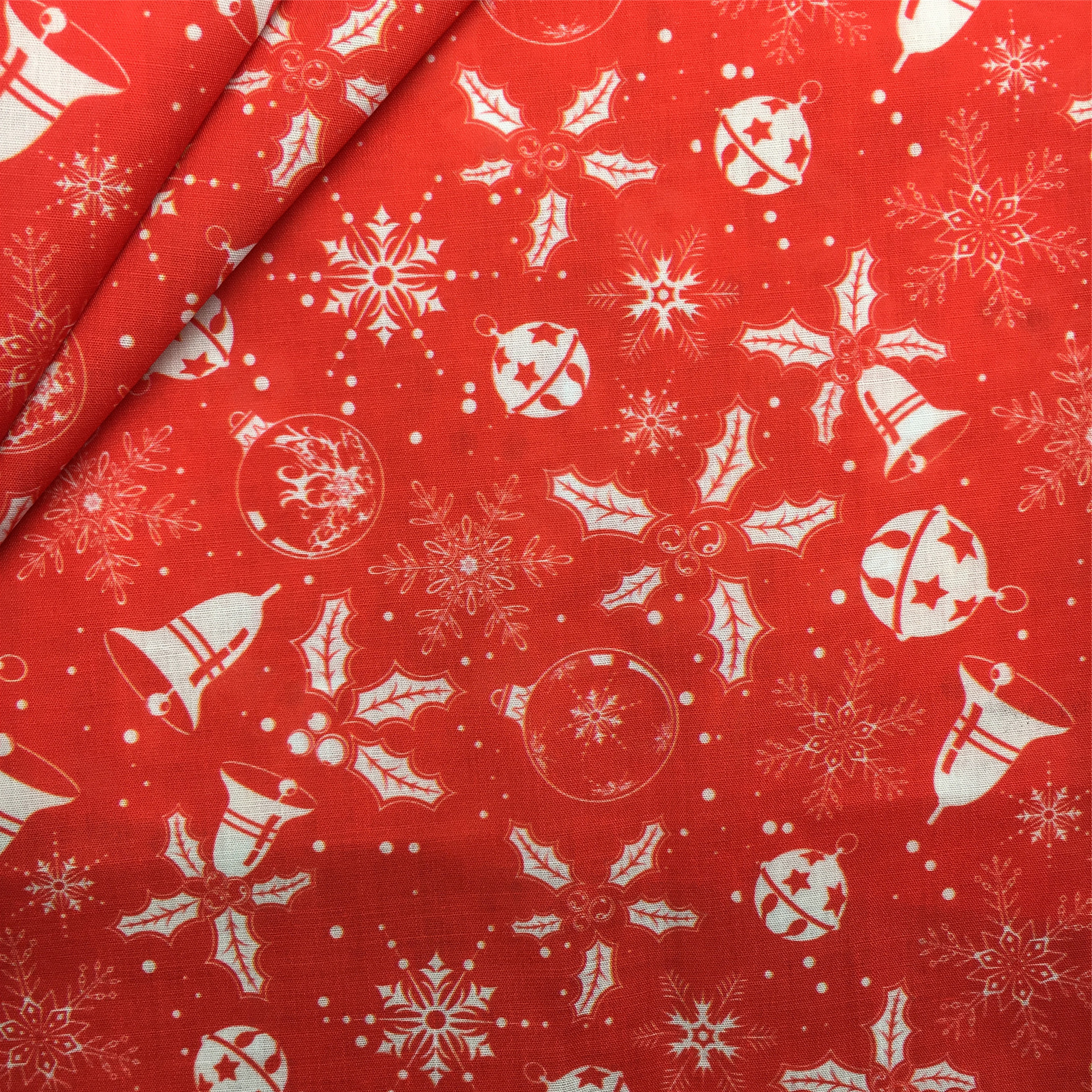 クリスマス雪花模様の薄いポリエステル綿や四面弾ニット生地のプリント生地手作りdiyシャツスカート服装生地