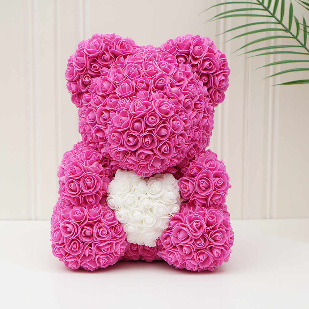 Día de San Valentín regalo Rosa oso ramo de Navidad eterna flor Rosa oso caja de regalo ramo corazón abrazando regalo de cumpleaños