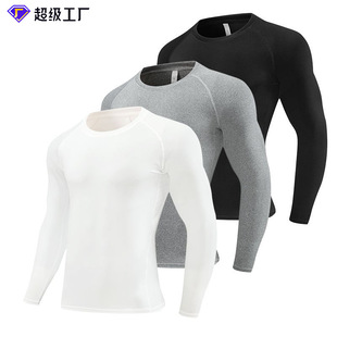 European and American Cross-Border Fitness Clothing Men's Pro Quick-Drying T-Shirt Running Elastic Sweat Tights Marathon Sports Clothing
