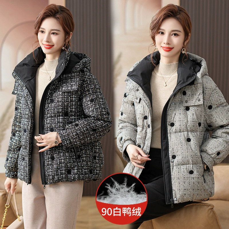 Пуховик женский зимний 2023 Зимний новый теплый короткий Модный маленький пуховик с капюшоном в западном стиле