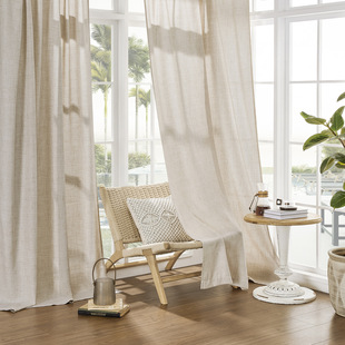 Shaoxing Keqiao Finished Cotton and Linen Curtain Light Transparent Pervious Cream-style Simple Punch-free Curtain curtains