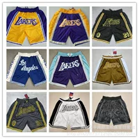 Вышитая оптовая баскетбольная форма Just Don Lakers, секретная вышитая версия, карманная версия, брюки на молнии