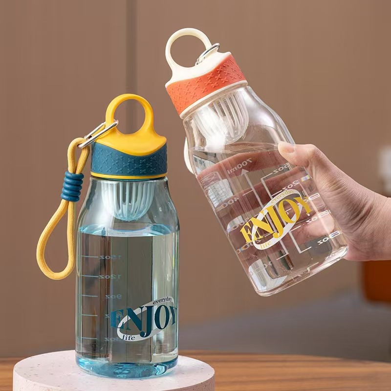 Taza de agua deportiva de plástico transparente portátil taza de agua taza de botella de agua de grado alimenticio PC hervidor de agua resistente a altas temperaturas