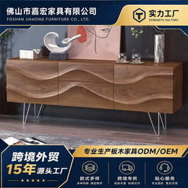 轻奢豪华现代简约电视架设计师款艺术实木储物柜金属脚玄关收纳柜