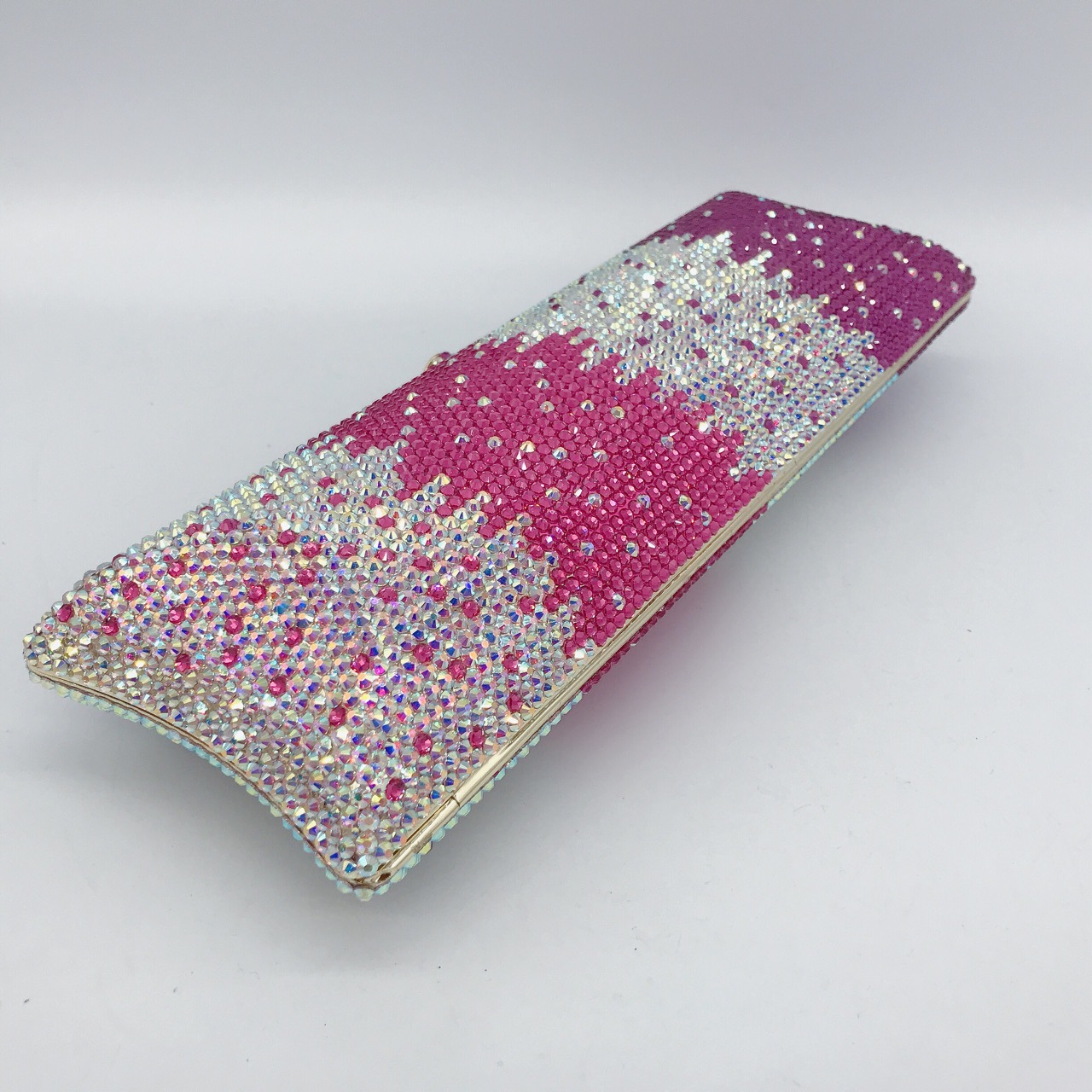 Túi clutch nữ đính đá rhinestone cầm tay hộp cứng dự tiệc — 10 # xanh ngọc chi tiết 10