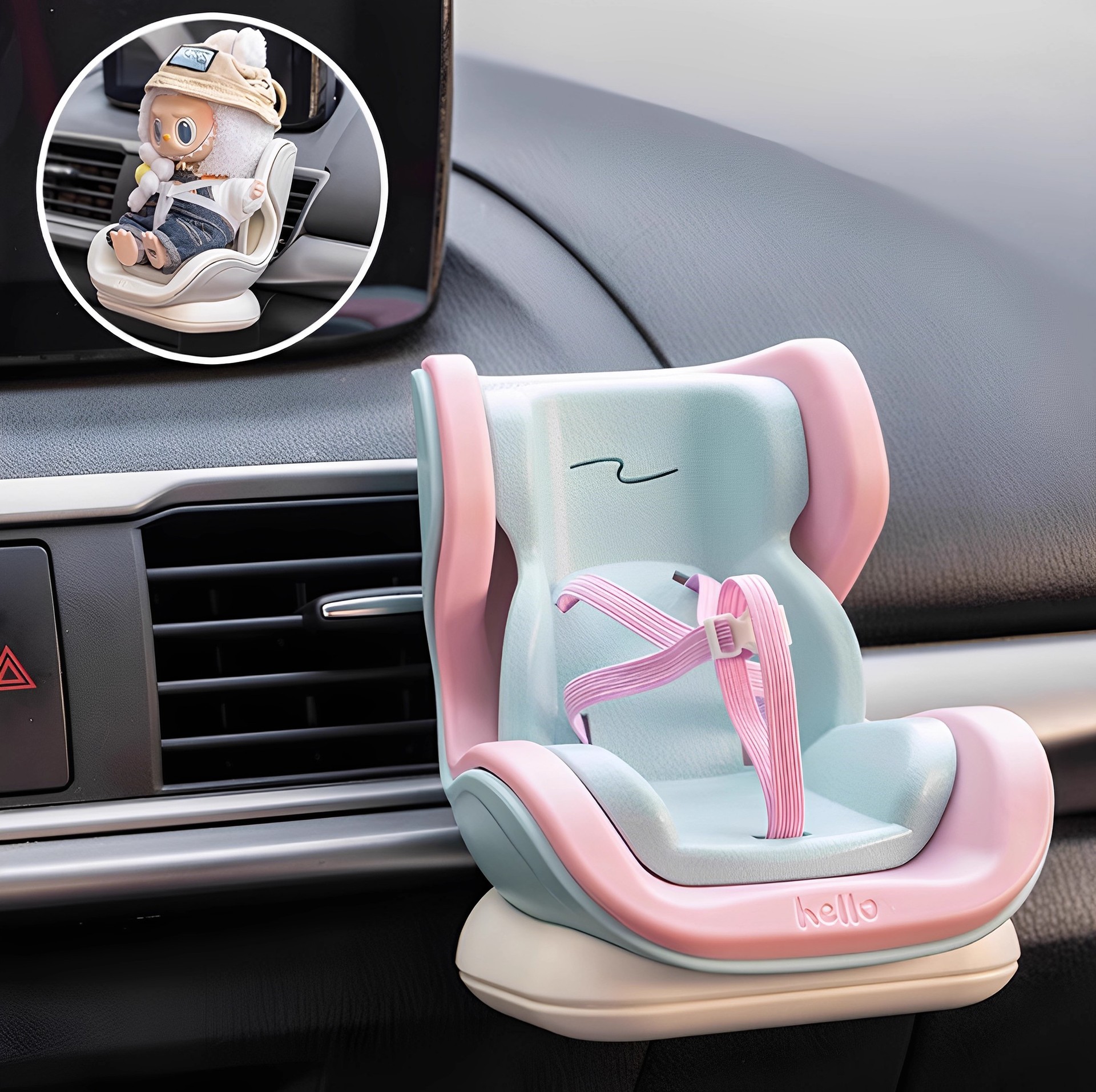 Transfronterizos labubu labu adapta asiento de seguridad aroma aire acondicionado salida de aire adorable adornos de automóviles colgante