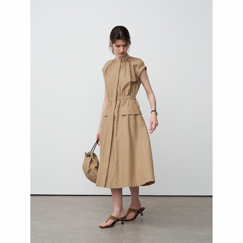 [Special Offer, Non-Refundable and Non-Exchangeable] Original Price 199 Yuan, Round Neck Pleated Elastic Waist Long Skirt for Women, Summer 258319