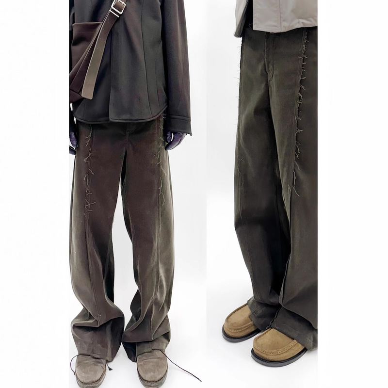Vujade009-Liammisdirected Deconstructed Patchwork Corduroy Pants Loose Straight Casual Style