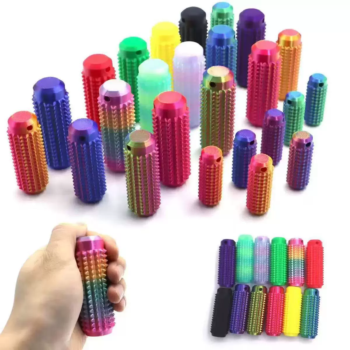 3D打印跨境SpikyGrippie Stim Keychain按摩解压钥匙扣3D打印玩具