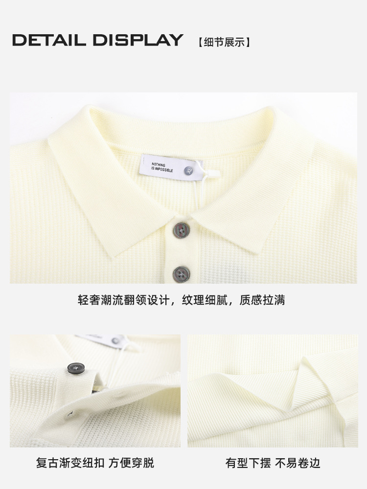 Lujo ligero hombre polo hombre de negocios casual alto sentido de la solapa suéter de punto polo chaqueta hombre