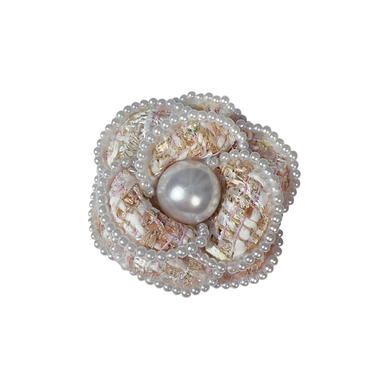 Broche camelia con perla estilo coreano para abrigos lana cachemir_voghion.com