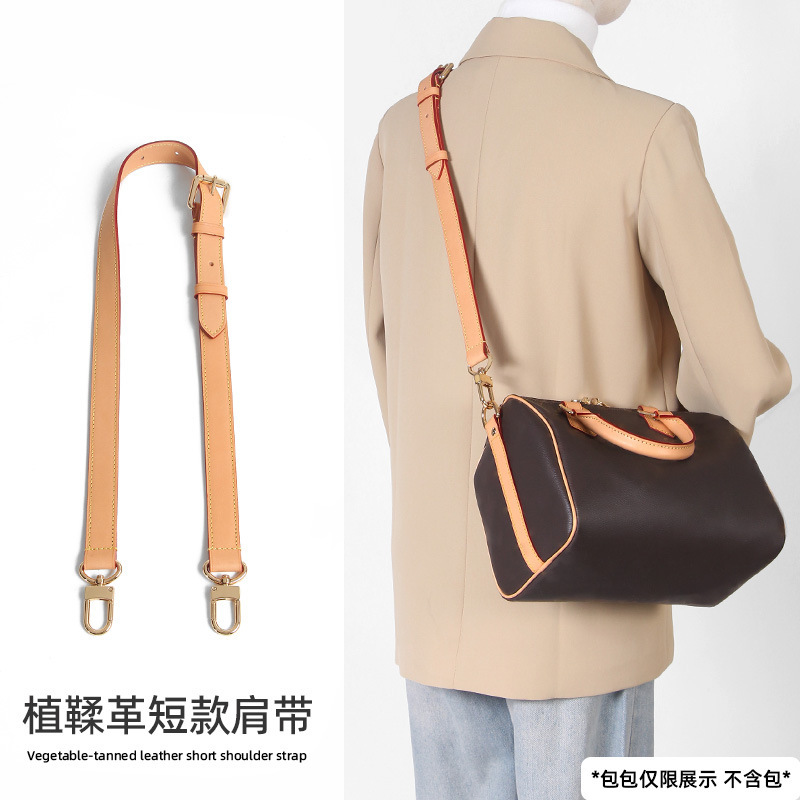 Suitable for Lv Presbyopic Bag Shoulder Strap Accessories Baguette Bag Crossbody Speedy Short Vegetable Tanned Leather Armpit Single Shoulder Cow Leather Belt