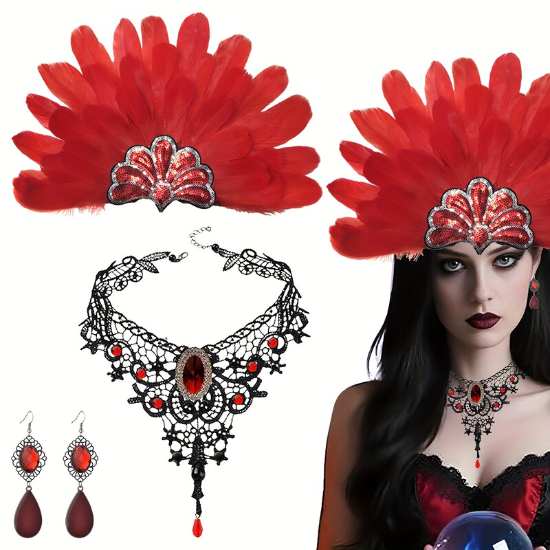 1920S Elegant Sexy Female Retro Gothic Gatsby Costume Set Accessories Halloween Gift Lp398