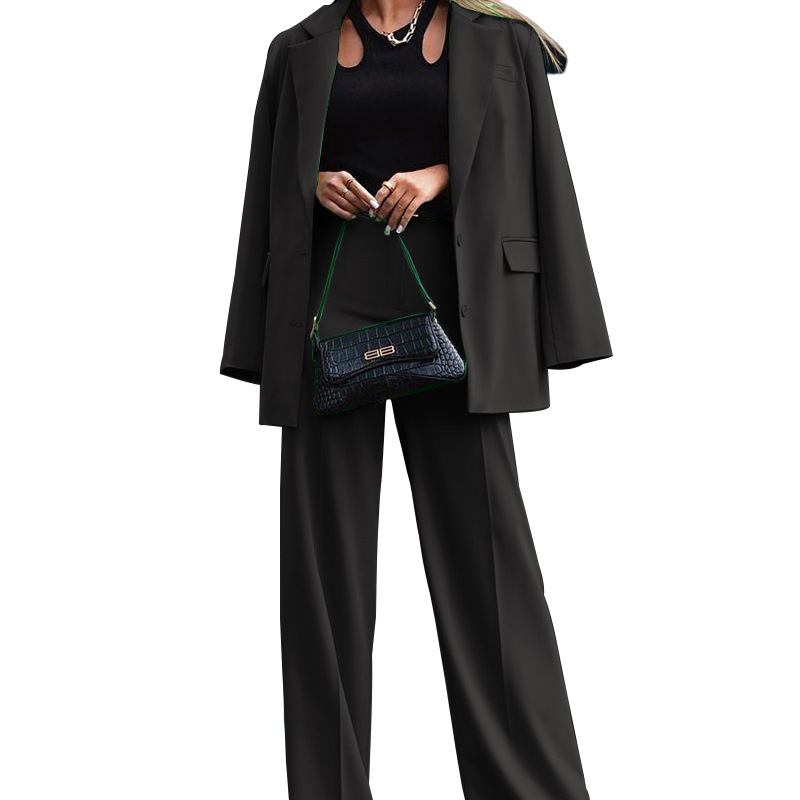 GraceChic LN1009 In Stock 2023 Autumn Winter New Solid Color Long Sleeve Women's Street Style Casual Suit Two-Piece Set_voghion.com