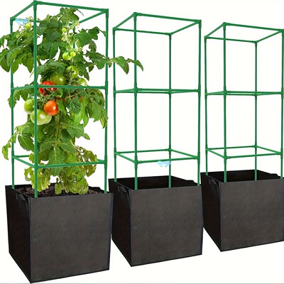 Tomato Cages with Grow Bags 3 Packs 47 x 16 x 16 Inch