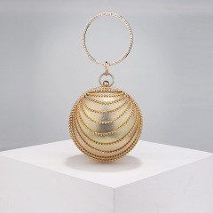 Cross-border evening banquet bag lady tassel small round bag versatile dress party handbag spherical evening bag