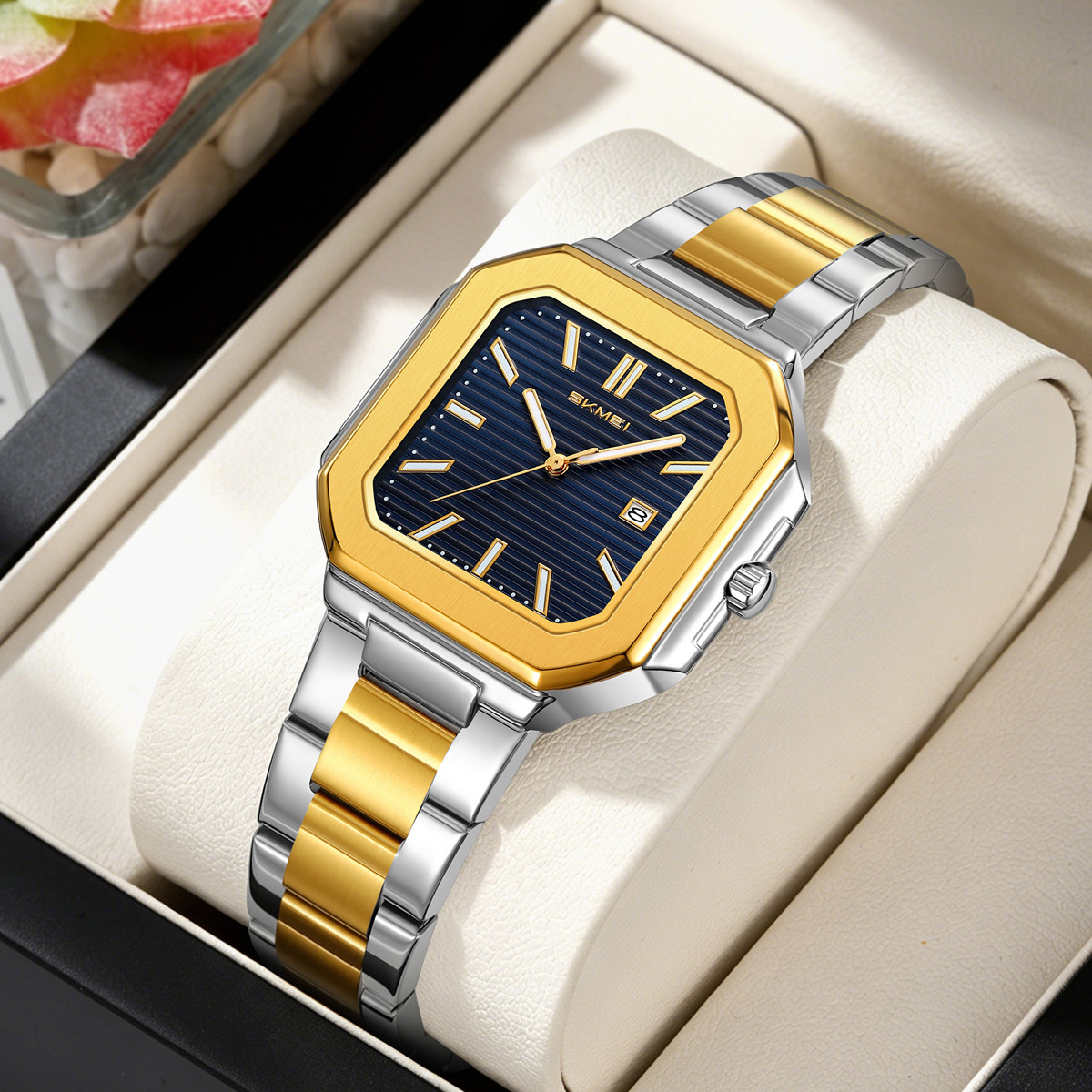 Momento de pareja de acero reloj de cuarzo multicolor impermeable relojes comerciales regalos personalizados fábrica de stock transfronterizo