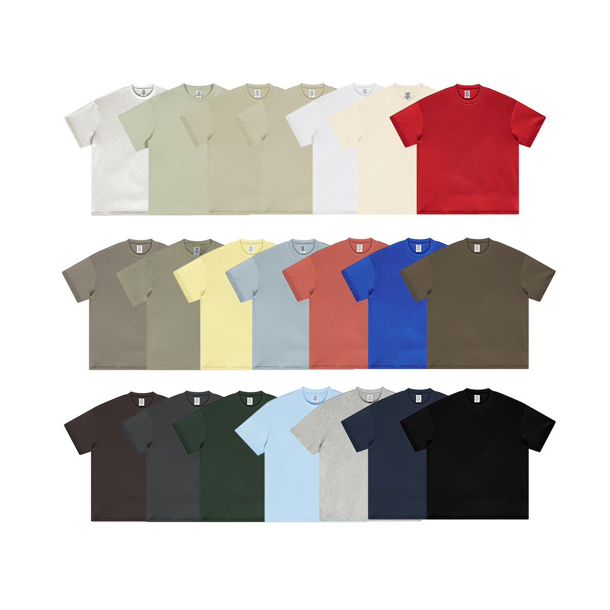 Primavera y verano American Earth Color 305G Camiseta pesada de algodón puro Adolescente High Street Marca de moda Color sólido Manga corta suelta