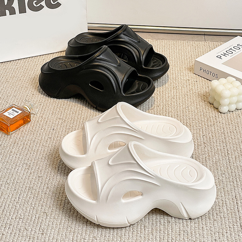 High-Heeled Slippers Ashige Paris Thick-Soled Outdoor Non-Slip Sandals Beach Shoes for Women Eva Clip-On Peep-Toe Comfortable