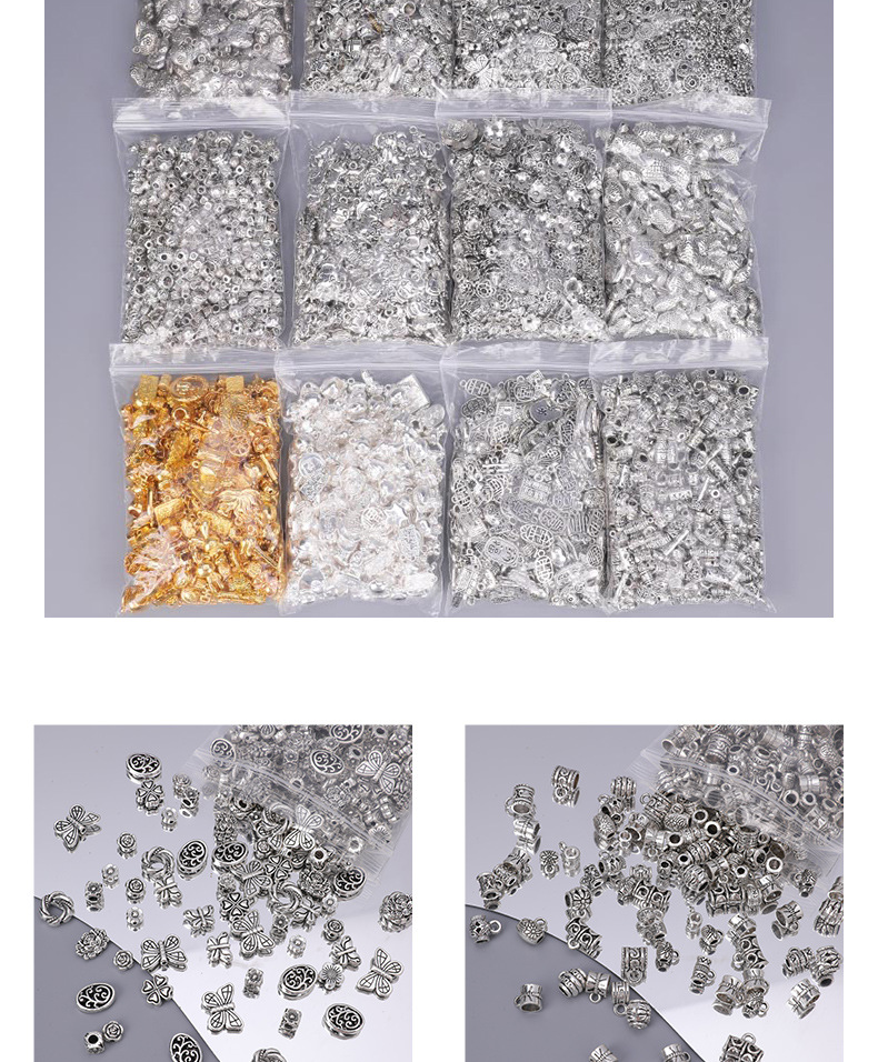 Xizang silver mixed diy torus spacer spacer 50g a pack of bracelet pendant alloy jewelry accessories string fish mixed bag
