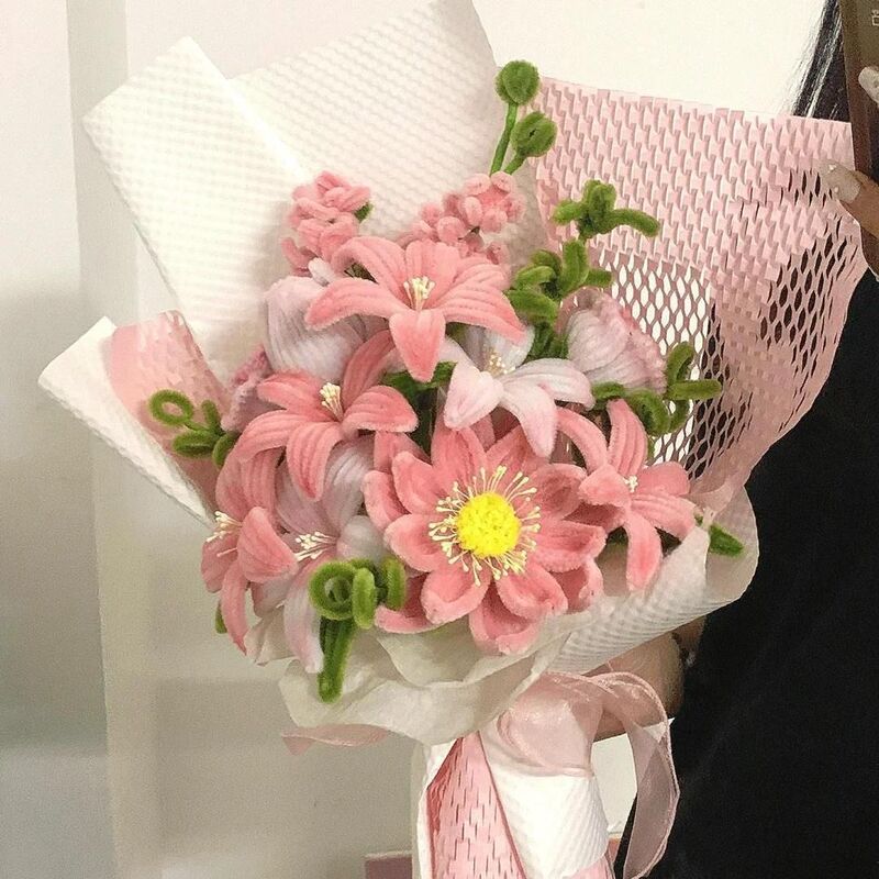 520情人节加密扭扭棒郁金香手工diy材料包自制送女友闺蜜玫瑰花束|undefined