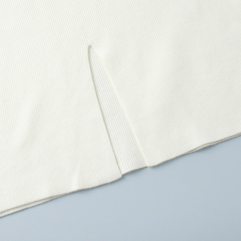 Bộ đầm áo len cổ cao dài tay phối chân váy dài dệt kim form rộng nữ — 50% Visco, 30% Polyester, 20% Nylon, Màu trắng be, Màu xanh lam, Màu xám chi tiết 46