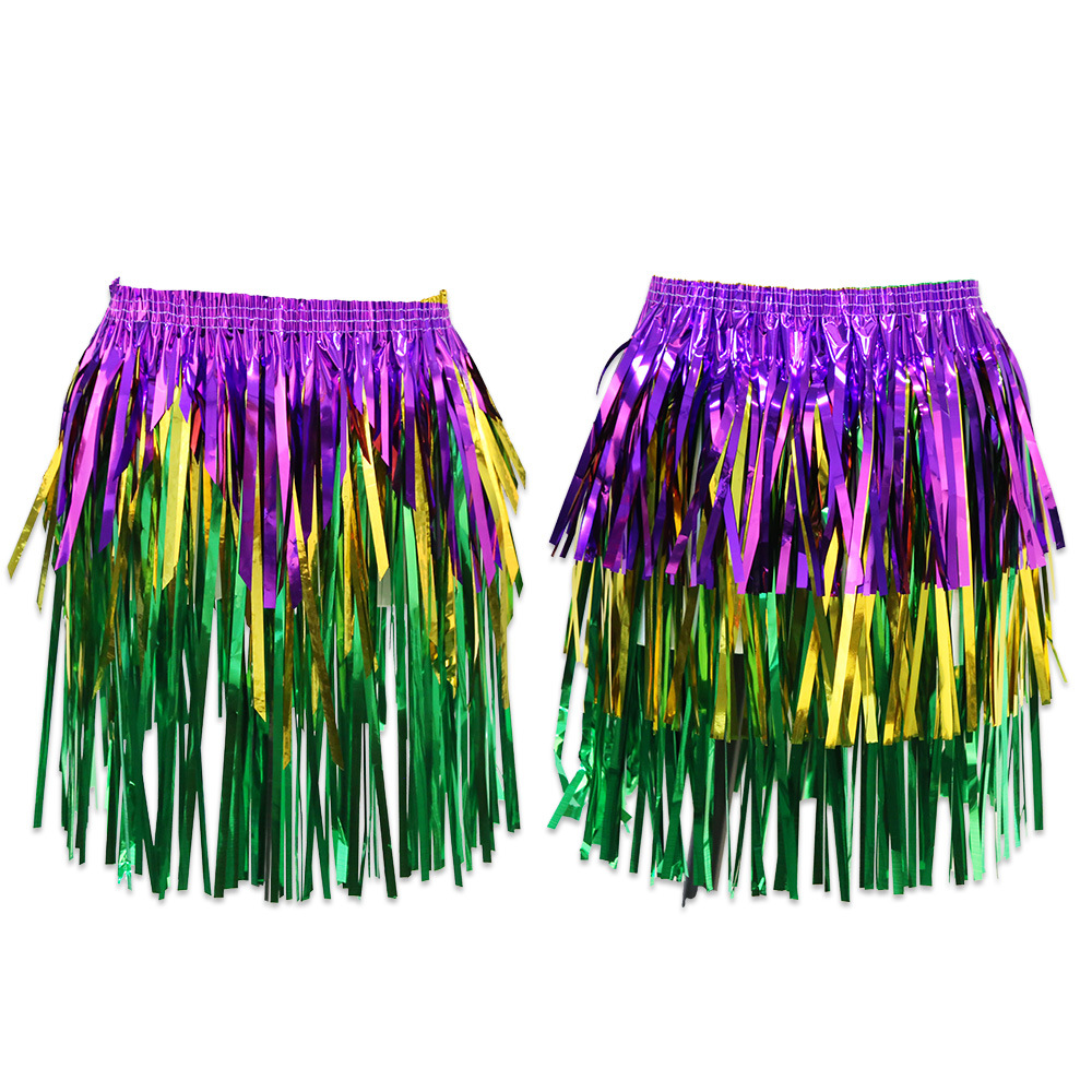 Decoración de carnaval vestido de seda de lluvia azul dorado verde falda de cinturón Nueva Orleans Festival de baile Accesorios de vestuario