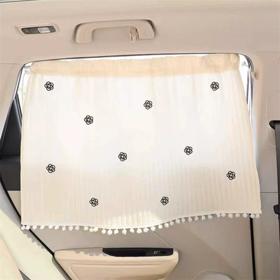cup side window car side — Car curtains - camellia-embroidered-quilted-hair-ball-curtain