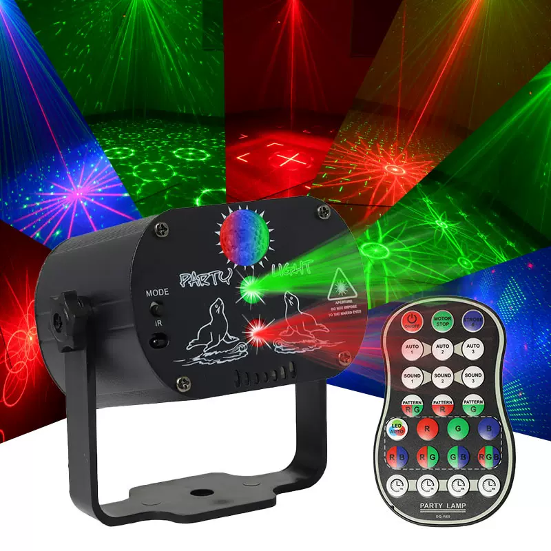 跨境迷你爆款3孔镭射星空投影激光灯声控闪光酒吧派对氛围舞台灯