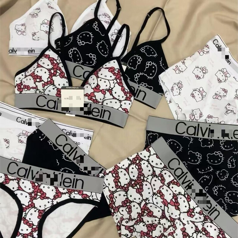 Hello Kitty Co-Branded Cartoon Triangle Cup Wireless Sports Bra Couple Set Triangle Cup Bra Set for Women Hello Kitty Co-Branded Cartoon Triangle Cup Wireless Sports Bra Couple Set Triangle Cup Bra Set for Women