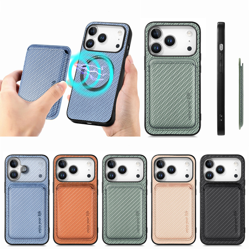 Suitable for Apple 18 Phone Case, Magsafe Magnetic Card Holder, Back Sticker Card Holder, Fiber Pattern iPhone 16 Protective Case Suitable for Apple 18 Phone Case, Magsafe Magnetic Card Holder, Back Sticker Card Holder, Fiber Pattern iPhone 16 Protective Case