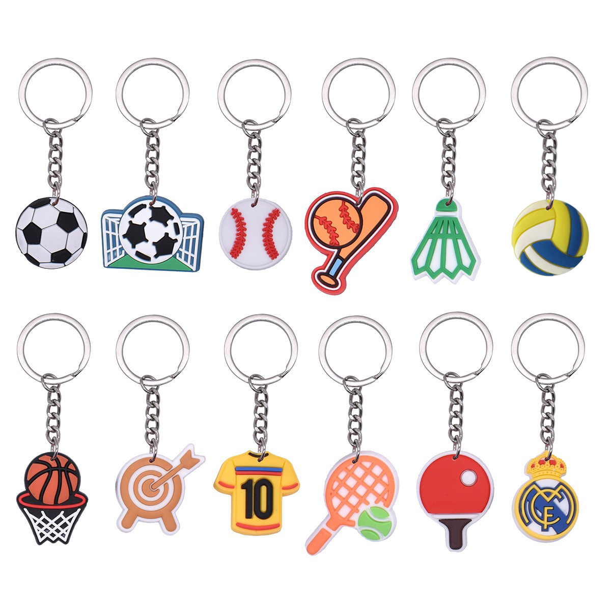 Football Key Chain Accessories Pvc Soft Rubber Key Chain Basketball Volleyball Rugby Key Chain Bag Pendant