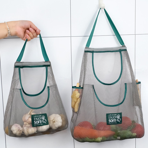 Kitchen wall-mounted fruit and vegetable storage hanging bag ginger garlic onion mesh breathable and moisture-proof can be carried and hung household storage bag