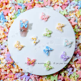 新款超仙小蝴蝶美甲饰品夜光树脂蝴蝶钻饰品美甲素材发绳配饰批发