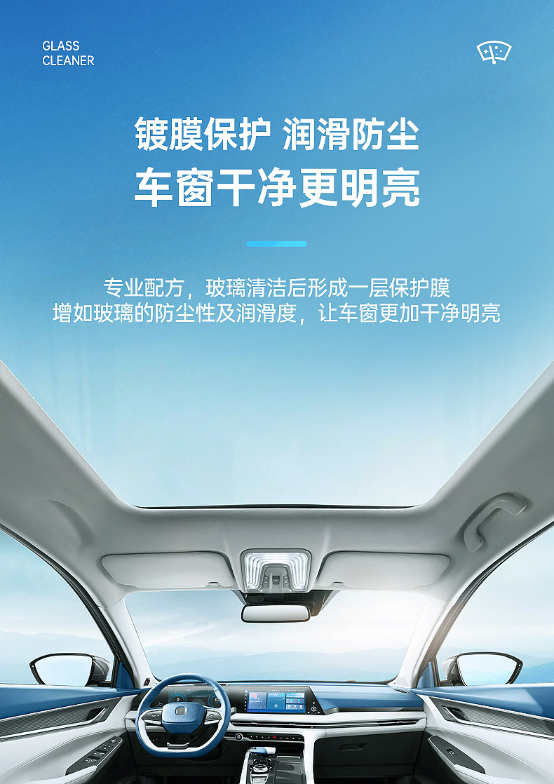 Car Glass Cleaner, Oil Film Remover, Car Wiper Water, Powerful Decontamination and Oil Film Removal Car Cleaning Agent