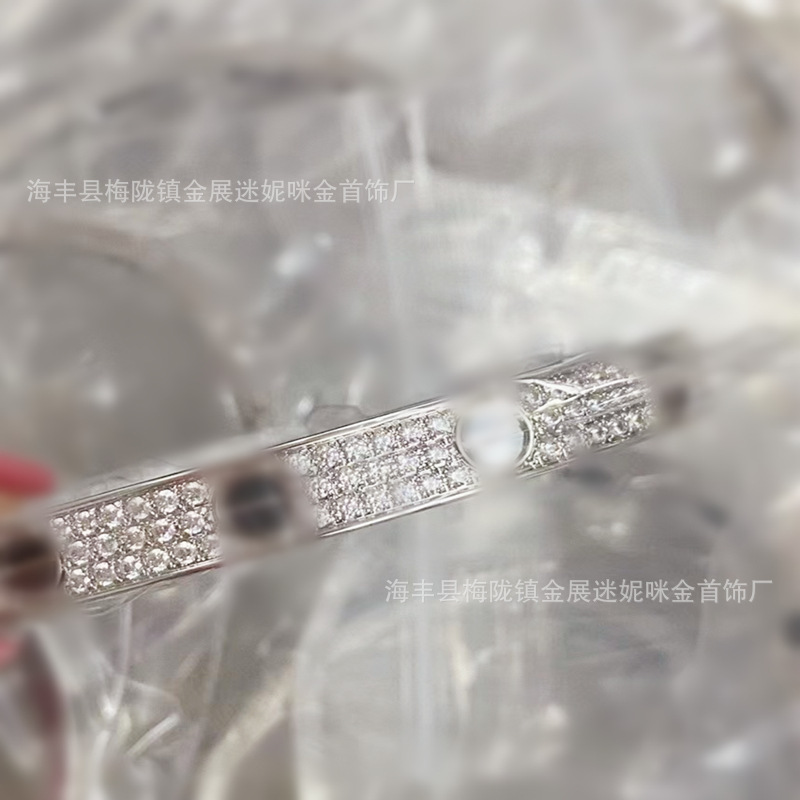 V gold plated gold high quality CNC black nail bracelet female socialite Diamond-embedded buckle opening full diamond factory direct sales