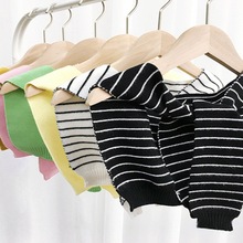 韩版春秋百搭儿童披肩潮童穿搭凹造型披风女童条纹针织宝宝小坎肩