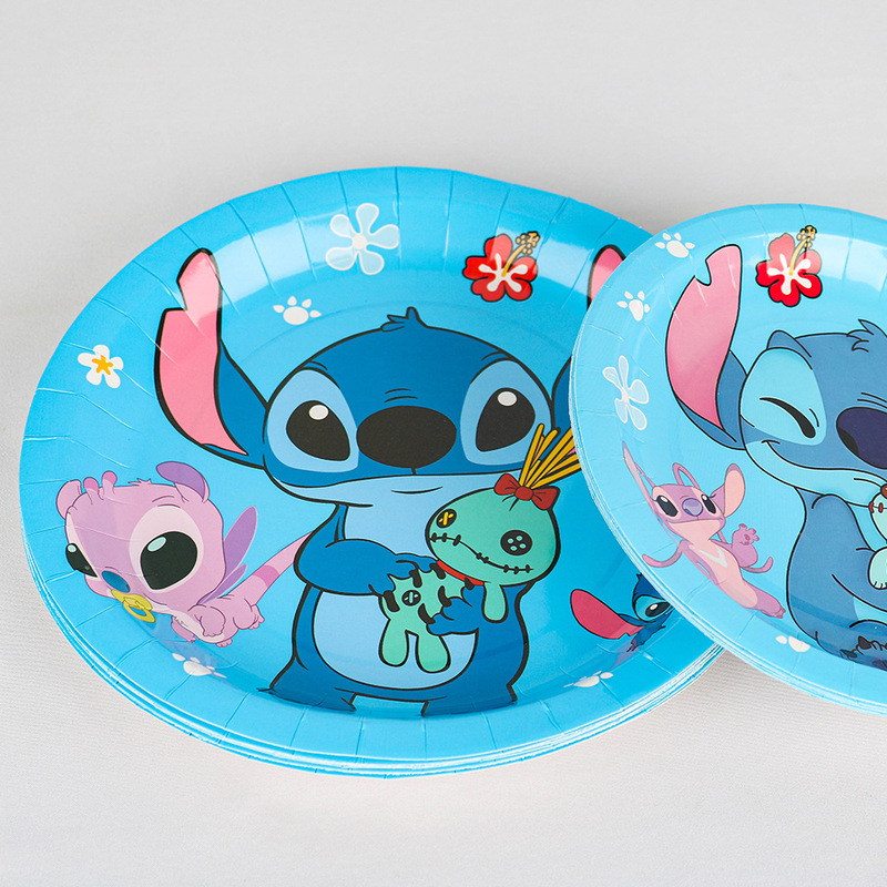 子供の誕生日パーティー用品リロとスティッチのテーマ紙コップ紙皿テーブルクロス旗ペーパータオル食器ストロー帽子|undefined