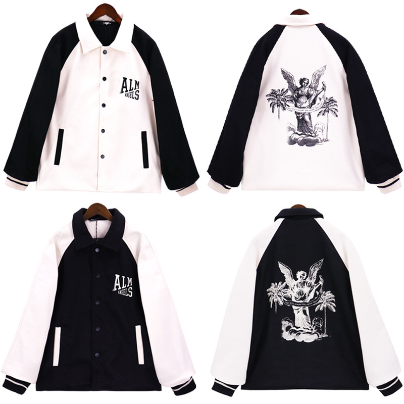 Fashion brand Palm Angel PA preppy style color matching jacket European and American loose hip hop Angels baseball uniform jacket men and women